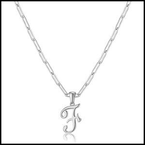 Personalized Initial Letter Necklace 18K Gold Plated Stainless Steel Paperclip